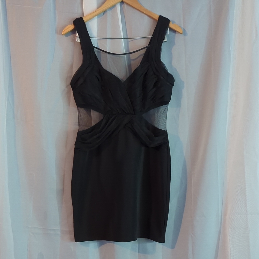 Ya Los Angeles Black Mesh Mini Dress